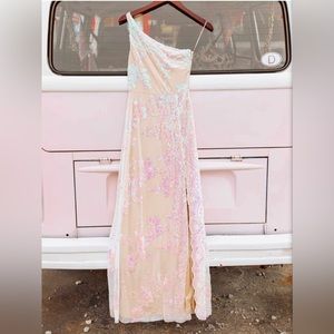 Sequins split leg bridal dress